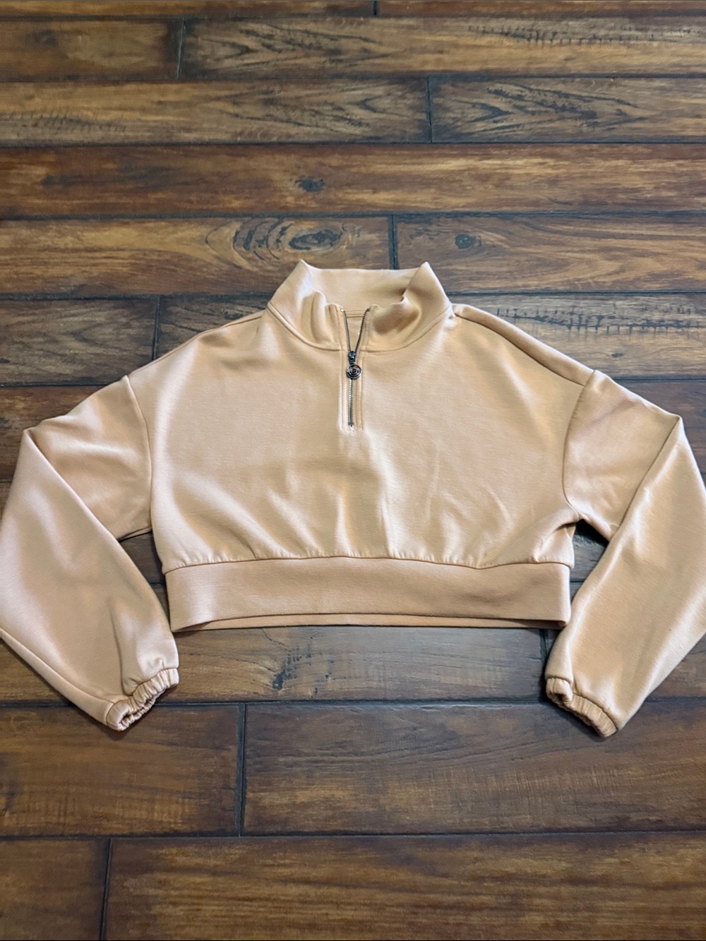 Gilly Hicks Like New  Camel Cropped Half-Zip Sweatshirt
